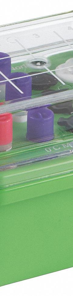 Cooler: 5 3/4 in Overall Lg, 4 1/8 in Overall Wd, 3 7/8 in Overall Ht, 2 mL Capacity, Polycarbonate (MPN 120070). Key specifications — Material: Polycarbonate; Product Type: Mini-Cooler; Brand: HEATHROW SCIENTIFIC.