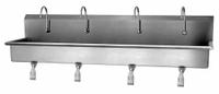 SANI-LAV Wash Station: 4 Stations, 8 in Bowl Dp, 77 in Bowl Lg, 16 1/2 in Bowl Wd, Faucet Included (MPN 58W1). Key specifications — Includes Side Splash: Side Splash Not Included; Series: Stainless Steel Hand Wash Sink; Brand: SANI-LAV.