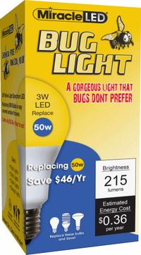 MIRACLE LED Compact LED Bulb: Medium Screw (E26), LED, (A) Classic, A15, 3 W Watt, 2000K, Frosted (MPN 602176). Key specifications — attr233510: A15; attr233525: 120V AC; attr233549: Frosted; attr518949: 2000K; attr239859: MIRACLE LED; attr935304: Rough Service.