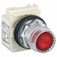 SCHNEIDER Flush Push Button: Red, 30 mm Mounting Size, Metallic, Momentary (MPN 9001K1L1R). Key specifications — Brand: SCHNEIDER; Action: Momentary; Series: 9001K; Push Button Material Type: Metallic.