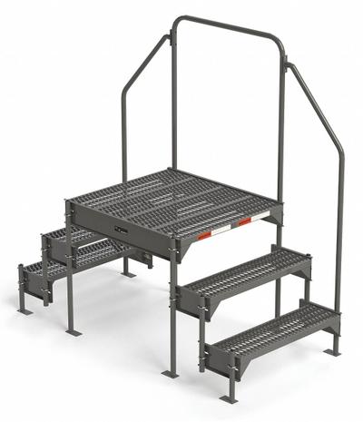 EGA Work Platform: 2.3 ft Platform Ht - Max, 34.6 in x 38.3 in, Steel - Configurable Dual-Access Platforms