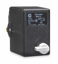 CONDOR USA, INC Pressure Switch: Std, 45 psi – 160 psi, 3/8" FNPT, 100 psi / 125 psi ON/OFF (MPN 31GE3EXX). Key specifications — attr1027655: Diaphragm; attr434202: CONDOR USA, INC; attr1027685: 3/8" FNPT; attr1027686: Standard; attr1027690: Auto/Off.