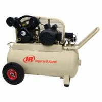 INGERSOLL RAND Portable Air Compressor: Oil Lubricated, 20 gal, Horizontal, 2 hp, 4.6 cfm @ 90 psi (MPN P1.5IU-A9-H Horizontal Garage Mate). Key specifications — attr48686: Oil Lubricated; attr48685: 115V AC; attr48689: 4.60 cfm; attr48678: 15 A; attr48688: Safety Valve; attr48671: INGERSOLL RAND; attr124308: Standard (75 dBA or more).