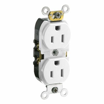 LEVITON Duplex Receptacle Outlet: Duplex, 5-15, White, 125V AC, 15 A - General Purpose Receptacles