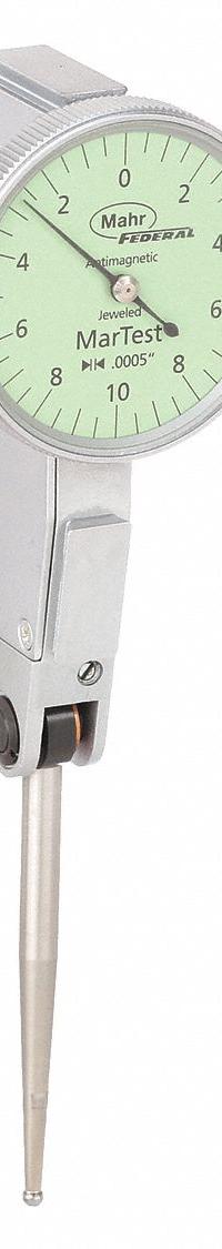 MAHR Horizontal Dial Test Indicator: 0 in to 0.02 in, Horizontal, Inch, 0.0004 in (MPN 4306950). Key specifications — attr1184166: 3/8 in Mounting Stem; attr1200917: Horizontal Dial Test Indicator; attr1184127: 4306950; attr1184167: MAHR; attr1184108: 0.0004 in; attr1184144: Certificate of Conformance.