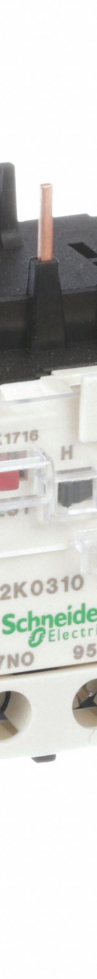 SCHNEIDER Overload Relay: Thermal Protection, 3 Poles, 1NO/1NC, Phase Loss Sensitivity (MPN LR2K0310). Key specifications — Brand: SCHNEIDER; Auxiliary Contact Form: 1NO/1NC; Compatible Contactor Series: TeSys K; Terminal Connection Type: Screw Clamp Terminals; Maximum Voltage Rating: 250V DC (Signaling Circuit); Phase Loss Sensitivity: Yes; Thermal Units Required: None (Relay Includes Integrated Bimetallic Elements); Compatible Contactors: TeSys K Models.