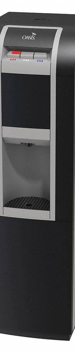 OASIS Plumbed Water Dispenser: Freestanding, Cold/Hot, Gray, Carbon Fiber, 45 3/8 in Ht, Still (MPN POU2LRHK). Key specifications — Water Type: Still; Operating Voltage: 115V AC; Power Source: Electric Corded; Water Temperature Types: Cold; Brand: OASIS; Housing Color: Gray; Material: Plastic.