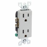 LEVITON Receptacle: Decorator Duplex, 5-15, Gray, 125V AC, 15 A, 2 Pole / 3 Wire (MPN 5325-GY)