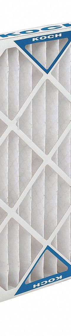 KOCH Pleated Air Filter: 24 in x 20 in x 2 in, MERV 8, Gen Use (MPN 102-701-020). Key specifications — Media Material: Synthetic; Brand: KOCH; Frame or Header Material: Beverage Board.