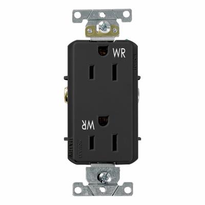 LEVITON Decora Plus Duplex Receptacle Outlet: Duplex, 5-15, Black, 125V AC, 15 A - General Purpose Receptacles