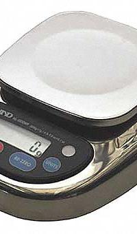 A&D WEIGHING Compact Bench Scale: 2.2 lb Capacity, 0.5 g Readability, g/lb/lb/oz/oz, Stainless Steel (MPN HL-1000WP). Key specifications — Brand: A&D WEIGHING; Display Type: LCD.