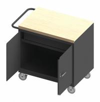 DURHAM MFG Mobile Cabinet Workbench: 36 in x 24 in, Butcher Block, 1,200 lb Overall Load Capacity (MPN 3115-MT-95). Key specifications — Included Components: Handle on Side; Assembly: Fully Assembled; Brand: DURHAM MFG.