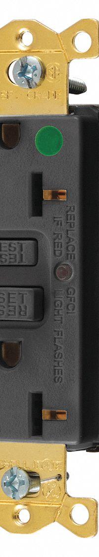 HUBBELL GFCI Receptacle: Hospital Grade Fed. Spec., Decorator Duplex, 5-20R, Black, GFCI, 125V AC (MPN SNAPGF83BLK)