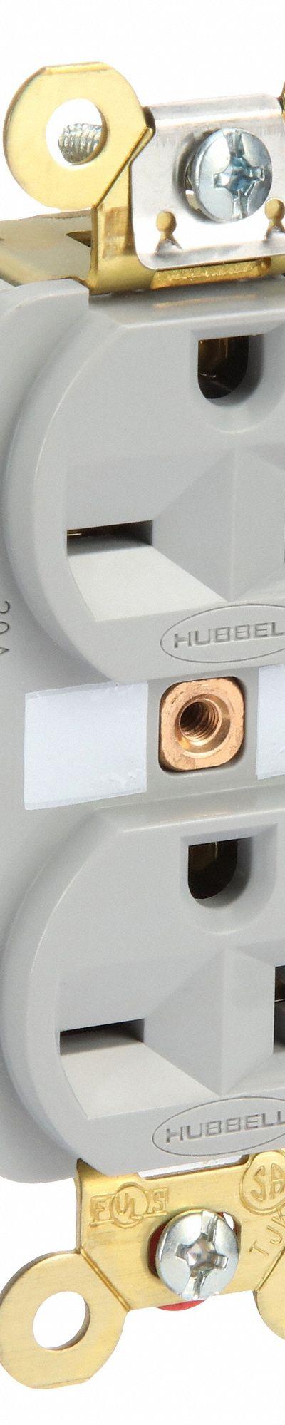 HUBBELL Receptacle: Duplex, 6-20, Gray, 250V AC, 20 A, 2 Pole / 3 Wire - General Purpose Receptacles