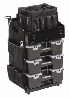 FLEXCART Tool Utility Cart: Black / Black Drawer, 14 1/2 in Wd, 37 1/2 in Dp, 45 in Ht, No Lid (MPN FC-50TBNT). Key specifications — attr1116772: FLEXCART; attr1116768: Padlock.