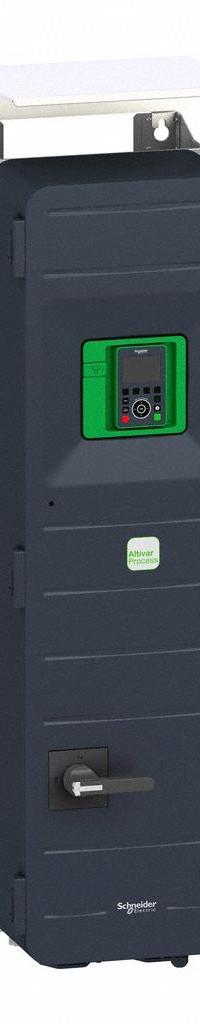 SCHNEIDER Variable Frequency Drive: In Phase Three, Out Phase Three, 75 hp, No Bypass, Programmable (MPN ATV650D55N4EU). Key specifications — Style: Compact; Color: Black/Green; Output Phase: Three.