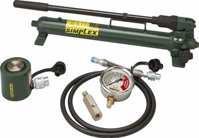 SIMPLEX Ram and Pump Set: 10 ton Cylinder Nominal Capacity, 1 1/2 in Cylinder Stroke - Low Height Ram & Pump Sets