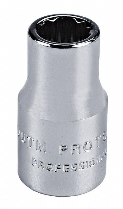 PROTO Socket: Metric, 1/4 in Drive Size, 14 mm Socket Size, 12-Point, Std, Chrome - 1/4" Drive Hand Sockets