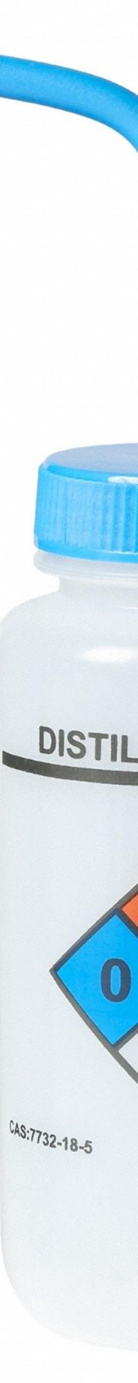 APPROVED VENDOR Wash Bottle: 500 mL, Distilled Water, Blue, Wide, Vented Spout Spout, Colorless (MPN UN370054). Key specifications — Closure Color: Blue; Vented/Nonvented: Vented; Body Color: Colorless; Brand: APPROVED VENDOR; Imprinting Group: Waters.
