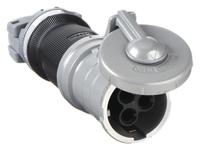 HUBBELL Pin and Sleeve Connector: Gray, 250V DC/600V AC, Three Phase, 100 A, 3 Pole, 4 Wire (MPN HBL4100CS1W). Key specifications — Brand: HUBBELL.