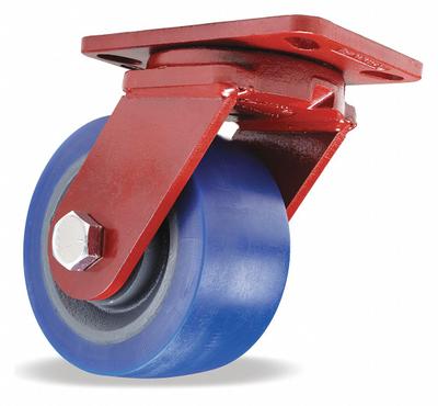 HAMILTON Plate Caster: Swivel, Polyurethane, 6 in Wheel Dia, 3 in Wheel Wd - Heavy-Duty General-Purpose Kingpinless Plate Casters
