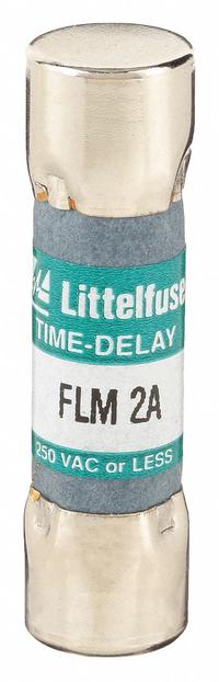 LITTELFUSE Fuse: FLM Series, Midget, Time-Delay, 2 A, 250 V AC, 13/32 in x 1 1/2 in, Non-Indicating (MPN FLM002). Key specifications — Series: FLM; Brand: LITTELFUSE.