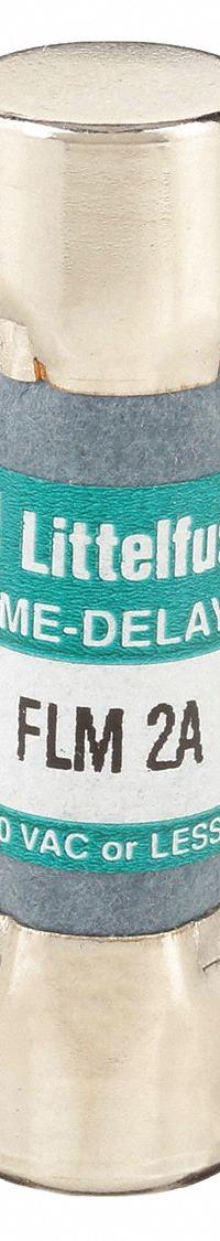 LITTELFUSE Fuse: FLM Series, Midget, Time-Delay, 2 A, 250 V AC, 13/32 in x 1 1/2 in, Non-Indicating (MPN FLM002). Key specifications — Series: FLM; Brand: LITTELFUSE.