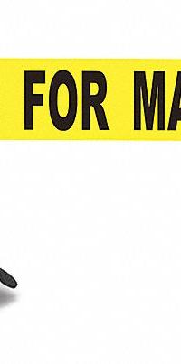BANNER STAKES Retractable Belt Barrier: Magnet, 30 ft Belt Lg, Maint & Cleaning Messaging, Yellow (MPN MH5006). Key specifications — attr981520: Black; attr981527: Black; attr193646: BANNER STAKES; attr981511: Yellow.