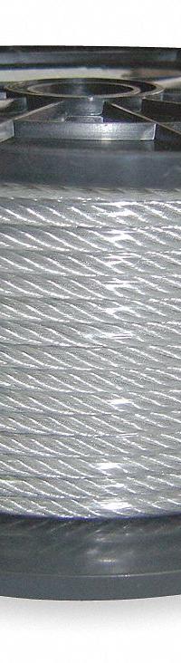 APPROVED VENDOR Wire Rope: Galvanized Steel, 1 x 19, 240 lb Working Load Limit, 500 ft Overall Lg (MPN 2RZY6). Key specifications — End Type: Plain; Brand: APPROVED VENDOR.
