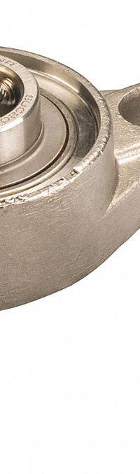 NTN 2 Bolt Flange Bearing: Radial Ball, 1 in Bore, SS, Set Screws, 4 29/32 in Lg, 1 13/32 in Wd (MPN SUCFL205-16CCFG1). Key specifications — Bore Type: Cylindrical; Brand: NTN; Lubricant Material: FDA/USDA-H1 Solid Grease; Mounting Bolt Size: 5/8 in; System of Measurement: Inch; Included Bearing Cap: Closed Cap.