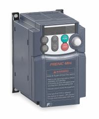 FUJI ELECTRIC Variable Frequency Drive: In Phase Single, Out Phase Three, 1/4 hp, No Bypass, Blue (MPN FRN0002C2S-7U). Key specifications — Style: Heat Sink; Color: Black/Blue/Gray; Output Voltage: 200-240V AC; Output Phase: Three.