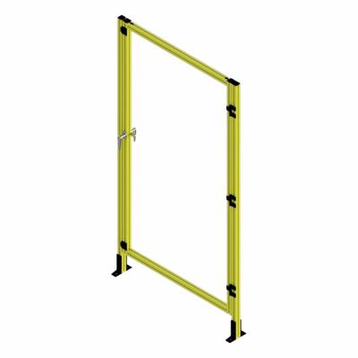 FAZTEK T-Slot Framing System Door: Stand-Alone, Yellow, Right Swing - Clear Plastic Standalone Door Kits