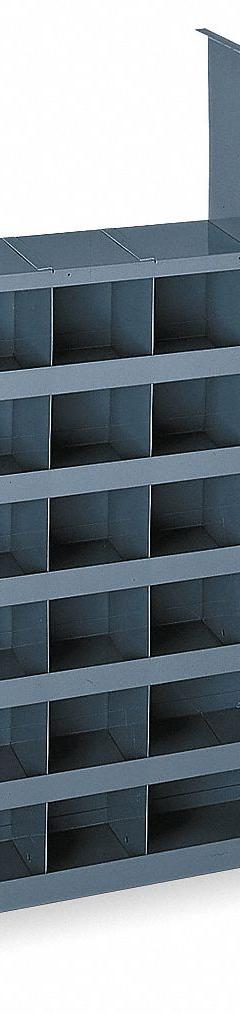 DURHAM MFG Pigeonhole Bin Unit: 24 in x 4 3/4 in x 24 in, 36 Compartments, Gray, Steel (MPN 314-95). Key specifications — Material: Steel; Brand: DURHAM MFG; Color: Gray.