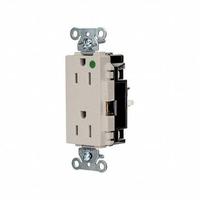 HUBBELL Receptacle: Hospital Grade, Decorator Duplex, 5-15R, Light Almond, 125V AC, 15 A (MPN HBL2172STLA)