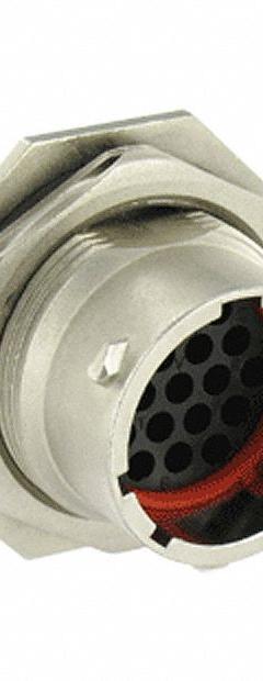 SOURIAU Electrical Connector: Trim Trio UTO 14, Jam Nut Receptacle, 19 Contacts, 5 A, IP68/IP69K (MPN UT0W71419PH6). Key specifications — Wire Size: 26 AWG to 18 AWG; Includes Contacts: Contacts Not Included; Brand: SOURIAU; Coupling Type: 1/3 Bayonet; IP Rating: IP69K; Series: Trim Trio UTO; Contact Gender: Male; Voltage Rating: 250V (UL).