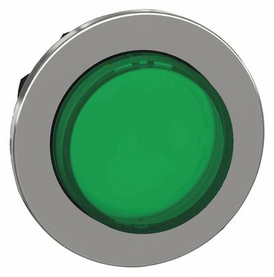 SCHNEIDER Extended Push Button: Green, 30 mm Mounting Size, Metallic - Illuminated Extended-Length Push-Button Operators