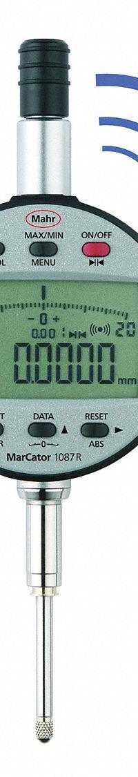 MAHR Digital Indicator: 0 in to 1 in /0.001 mm to 25 mm, Inch/Metric, 0.002 mm Accuracy, IP42 (MPN 4337665). Key specifications — attr1184065: MAHR; attr1184072: 0.002 mm; attr1184084: 58 mm.