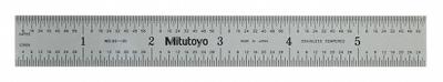 MITUTOYO Rigid Rule: 182-105, 6 in / 150 mm, 0.05 in Thick, 0.5 mm/1/64 in, Chrome - Stainless Steel Rulers