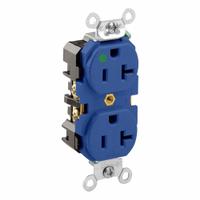 LEVITON Plugs and Receptacles: Hospital Grade, Duplex, 5-20R, Blue, 125V AC, 20 A, 2 Pole / 3 Wire (MPN 8300-BU)