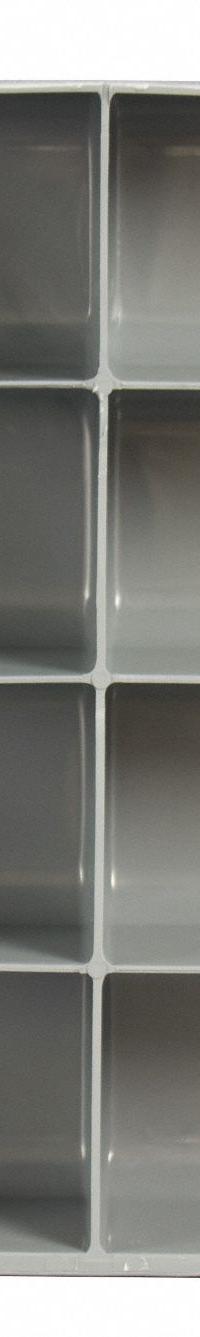 Compartment Drawer Insert: 18 in x 12 in x 3 in, 4 5/16 in x 2 27/32 in, 16 Compartments, 0 Dividers (MPN 124-95-16-IND). Key specifications — Color: Gray; Compartment HxWxD: (16) 4-5/16 in x 2-27/32 in; Removable Dividers: No; Compatible Manufacturer Model Number: 123-95; Brand: DURHAM MFG.