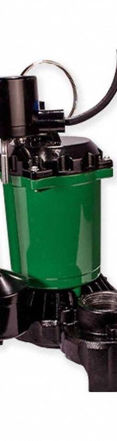 MYERS Submersible Sump Pump: 1/3 hp, 115V AC, 40 gpm Flow Rate @ 10' of Head, 1 1/2 in FNPT, 4.0 A (MPN MS33V10). Key specifications — Rated Voltage: 115V AC; Brand: MYERS; Switch: Piggyback Vertical Float.