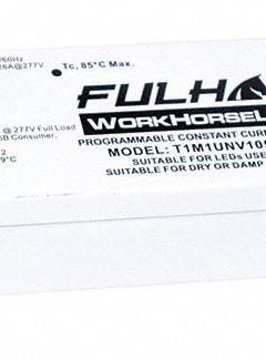 FULHAM LED Driver: Class 2, 60 W Max. Power Output, 120 to 277V AC, 10 to 57V DC, 250 to 1050 mA (MPN T1M1UNV105P-60E). Key specifications — Brand: FULHAM; Output Voltage: 10 to 57V DC; Dimming Method: 0-10V; Output Current: 250 to 1050 mA.
