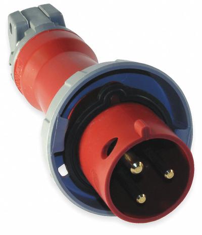 HUBBELL Pin and Sleeve Plug: Red, 480V AC, Single Phase, 20 A, 2 Pole, 3 Wire - Watertight Plugs