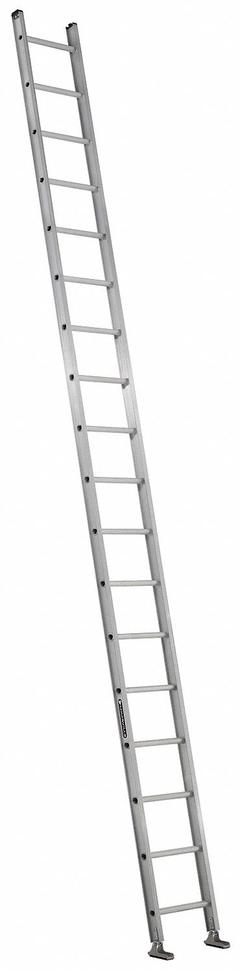 LOUISVILLE LADDER Straight Ladder: 18 ft Ladder Size, Aluminum, 300 lb Load Capacity, 38 lb Wt (MPN AE2118). Key specifications — Color: Silver; Brand: LOUISVILLE LADDER; Included Features: Mar-Resistant End Caps; Shoe Type: Swivel Safety.