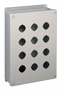 HOFFMAN Push Button Enclosure: 22mm, 2 Holes, 304 Stainless Steel, NEMA 4X (MPN E2PBGSS). Key specifications — Brand: HOFFMAN; Environments & Applications: Washdown-Corrosion-Resistant.