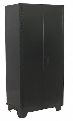 JAMCO Storage Cabinet: 36 in x 24 in x 78 in, Swing Handle & Padlock Hasp, 14 ga Panel Thick, Legs (MPN DS236BL). Key specifications — attr62698: Black; attr62736: Welded; attr87895: Legs; attr62693: Assembled; attr62737: Stationary; attr62694: Adjustable; attr62695: Powder Coated; attr62696: Steel.
