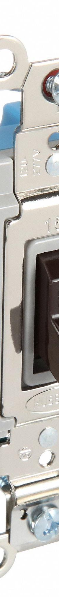 HUBBELL Wall Switch: Toggle Switch, Double Pole, Maintained, Brown, 120/277V AC, 15 A (MPN HBL1202). Key specifications — Illuminated: No; Voltage Rating: 120/277V AC.