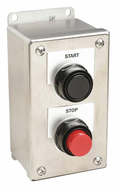 Siemens Control Station: (2) Flush Push Buttons, 0 Pilot Lights, 2NO/2NC, Start/Stop - Push-Button Control Stations