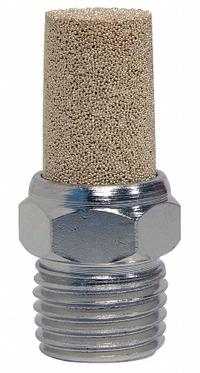 SPEEDAIRE Exhaust Muffler: 1/8 in NPT, 7/16 in Hex Size, Nickel Plated Steel, Bronze (MPN 1A325). Key specifications — attr124412: SPEEDAIRE; attr124422: Bronze; attr124426: Nickel Plated Steel.