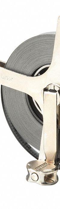 CRESCENT LUFKIN Double Duty Oil Gauging Tape Measure: 100 ft, Swivel Snap Tip, Steel, SAE, Silver (MPN CN1296SF590N). Key specifications — attr940497: Light Liquids; attr940499: Steel; attr944091: Swivel Snap; attr940496: Recommended Plumb Bob: 590n; attr940498: CRESCENT LUFKIN; attr940491: Grounding Strap; attr940492: Silver; attr940490: SAE.